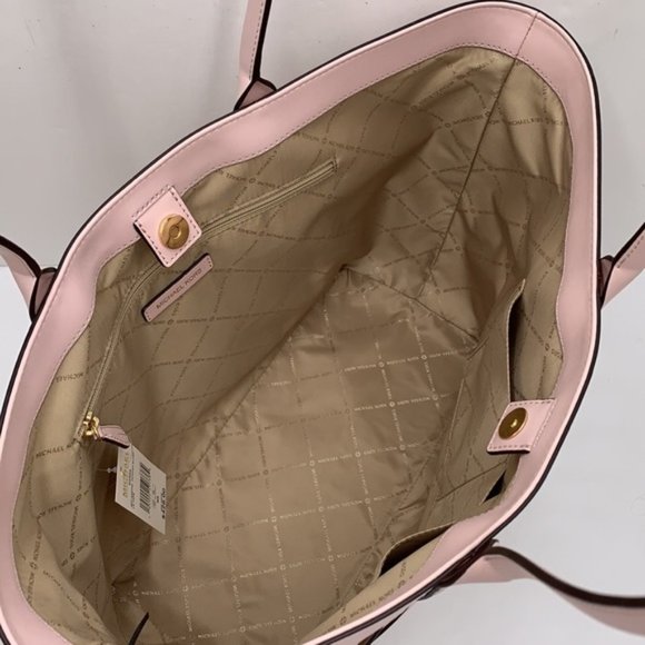 Michael Kors Sienna Large Tote Shoulder Bag Powder Blush Leather Canvas - Picture 15 of 16